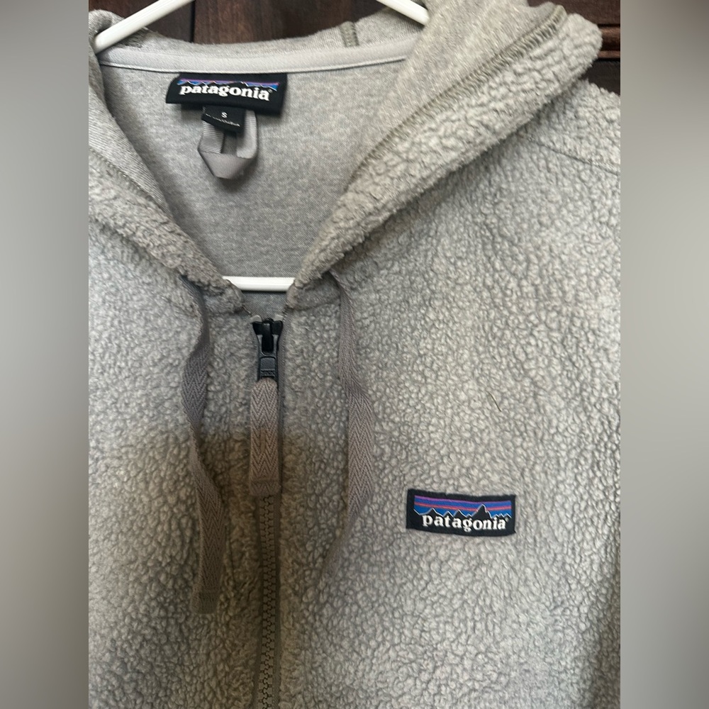 PATAGONIA Gray Patagonia Gray Sherpa Fleece Zip Hoodie Women’s Small Jacket